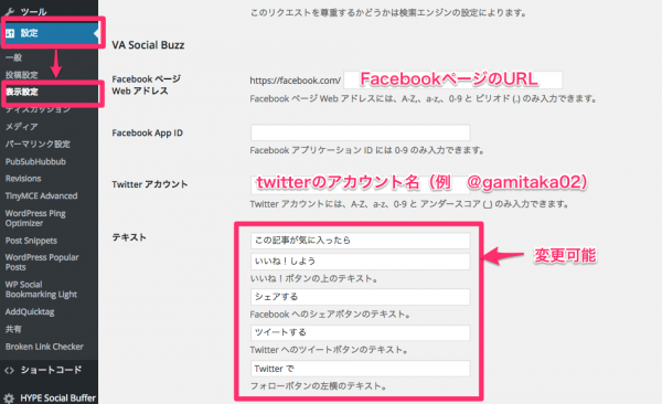 VA Social Buzzの設定3