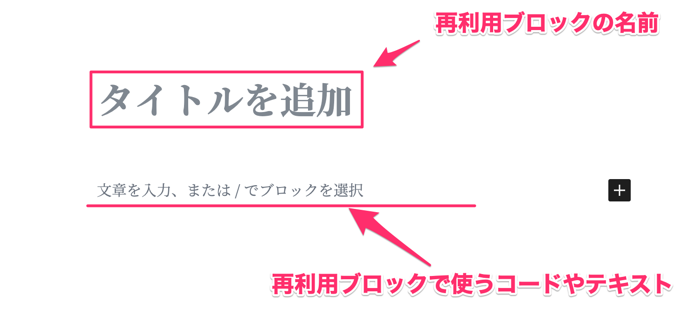 再利用ブロックの登録・編集画面